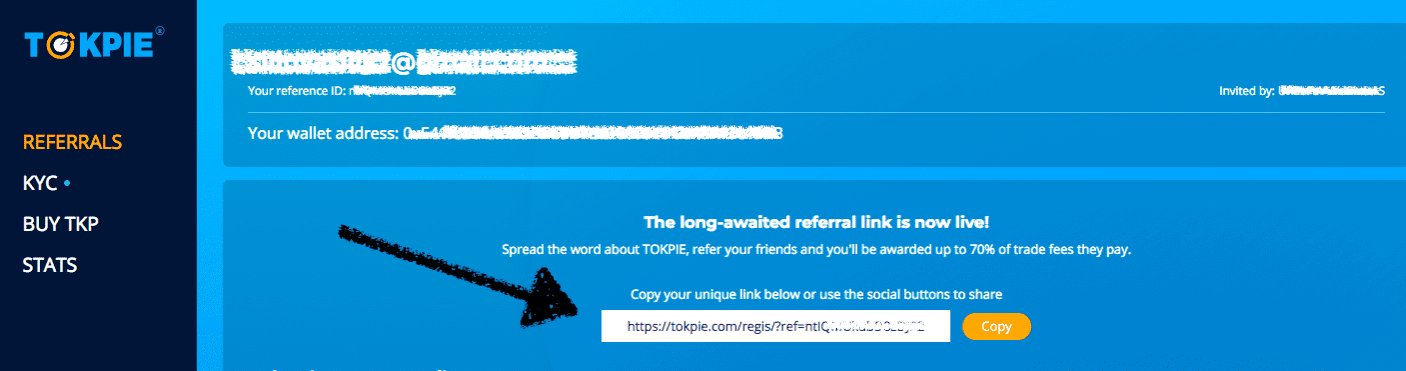 get Tokpie referral link