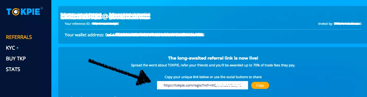 get Tokpie referral link