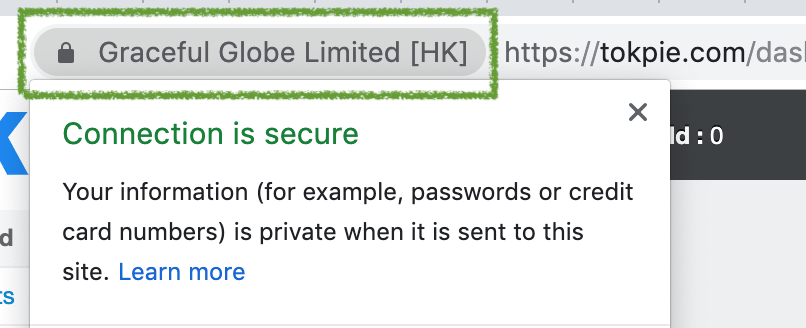 Tokpie.com EV SSL Certificate