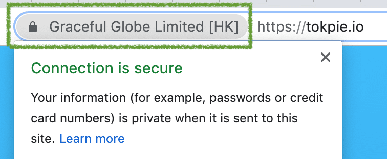 Tokpie.io EV SSL Certificate