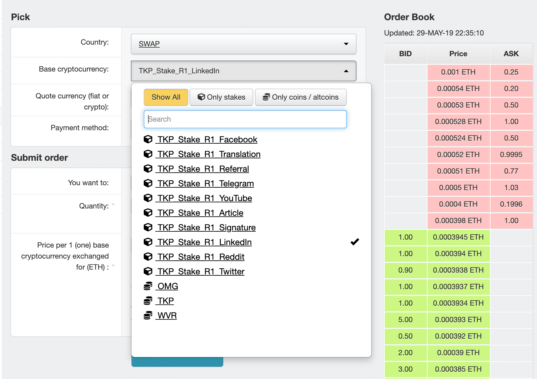 Tokpie exchange