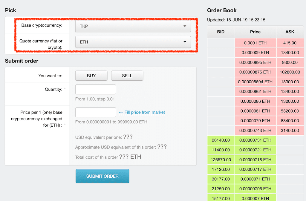 trade order placement 