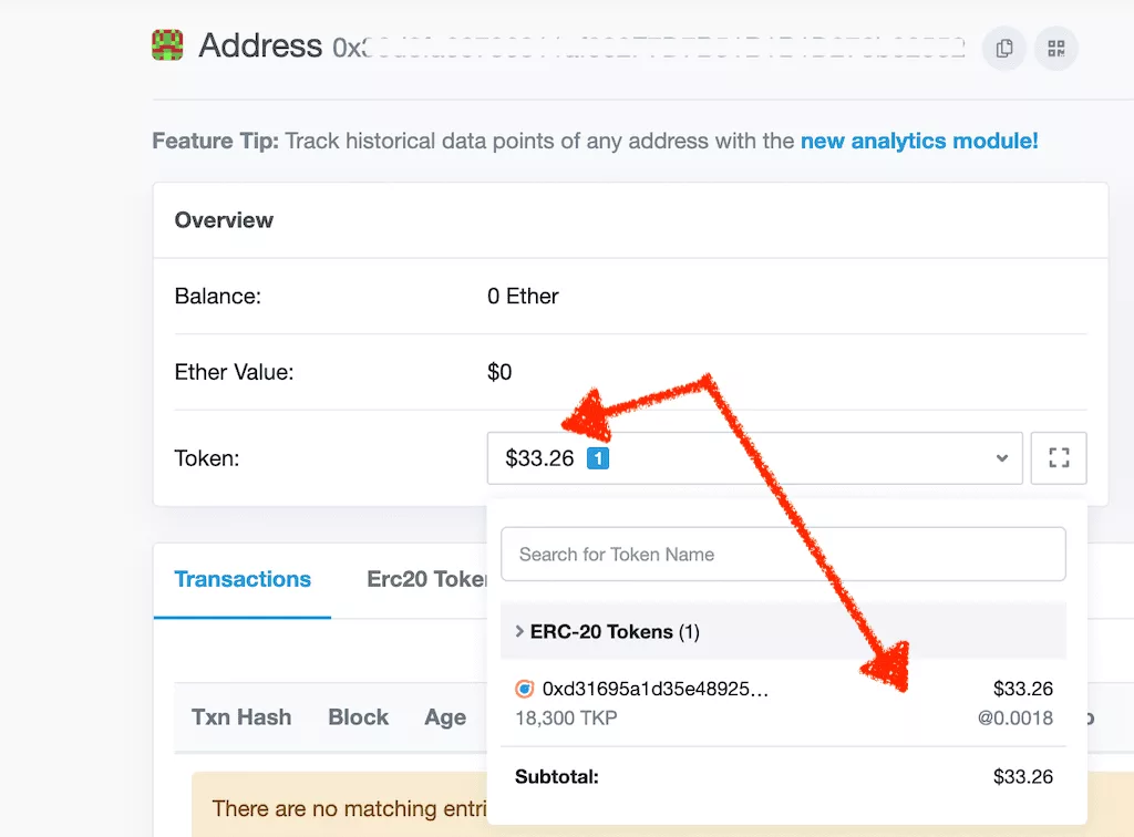 tkp token balance