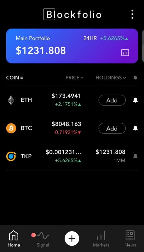 TKP available on blockfolio