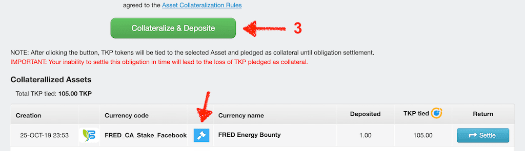 Collateralize and deposit 