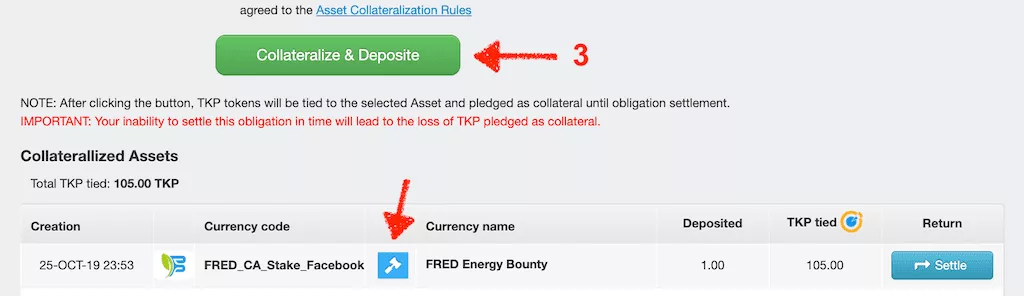 Collateralize and deposit