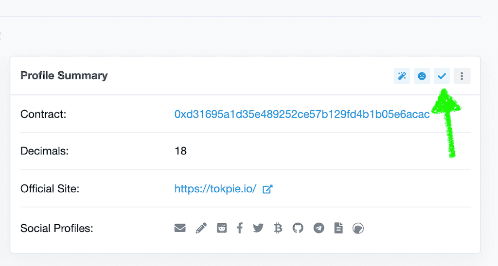 Blue Checkmark on Etherscan