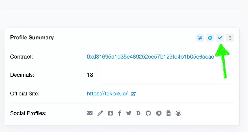 Blue Checkmark on Etherscan