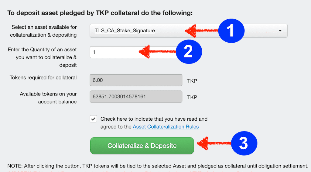 TLS Bounty stakes depositing