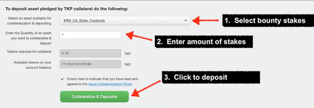 Deposit Refine Medium Bounty stakes