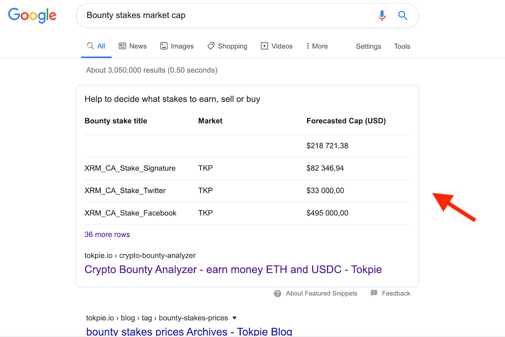 featured snippet about bounty stakes