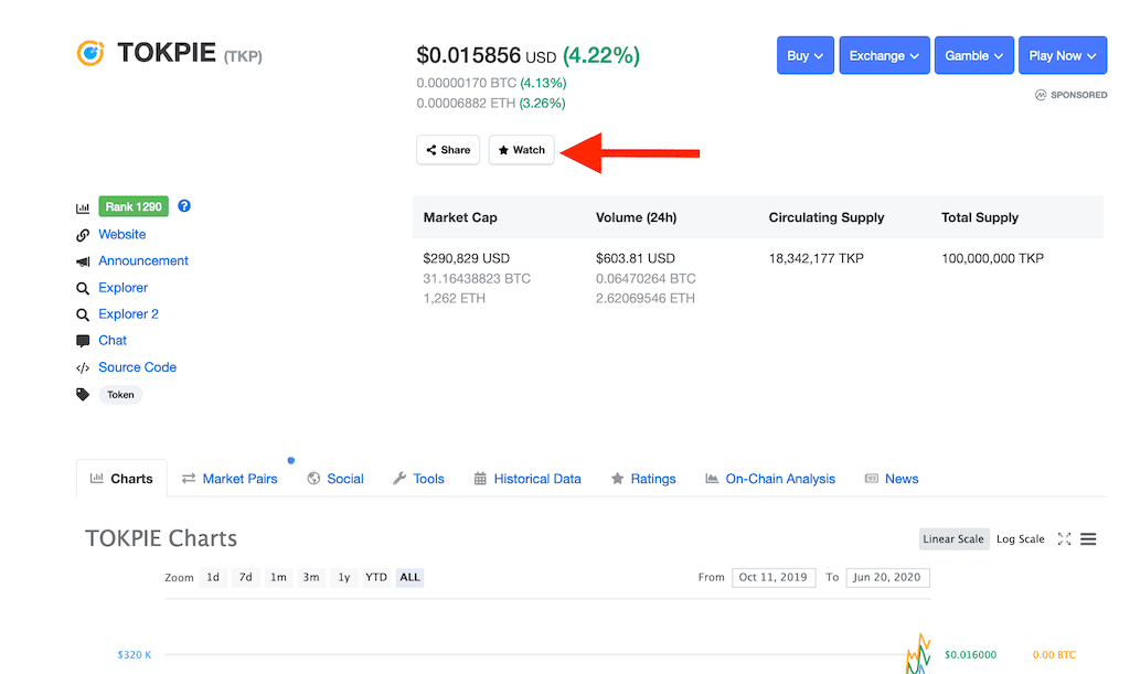 Vote for Tokpie token on CMC