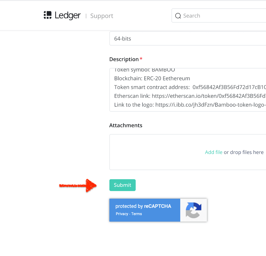 submit the Ledger form