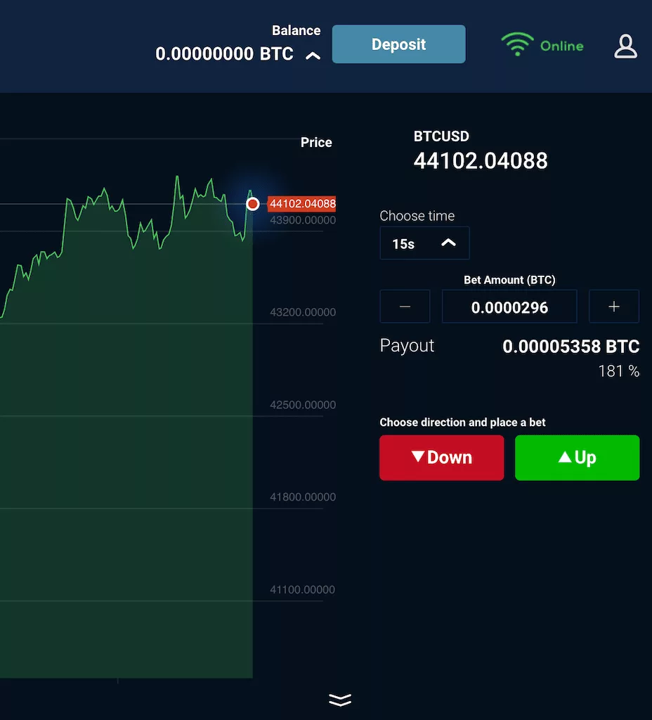 FinBet's platform menu