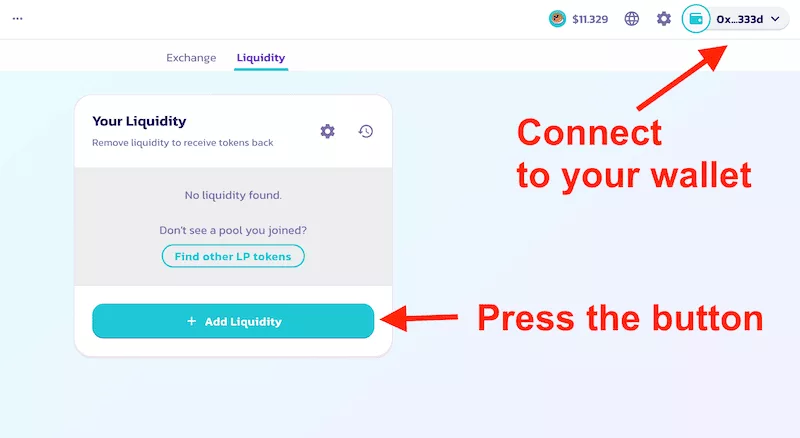 click on "Add Liquidity"