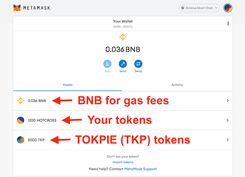 Top up your wallet with tokens