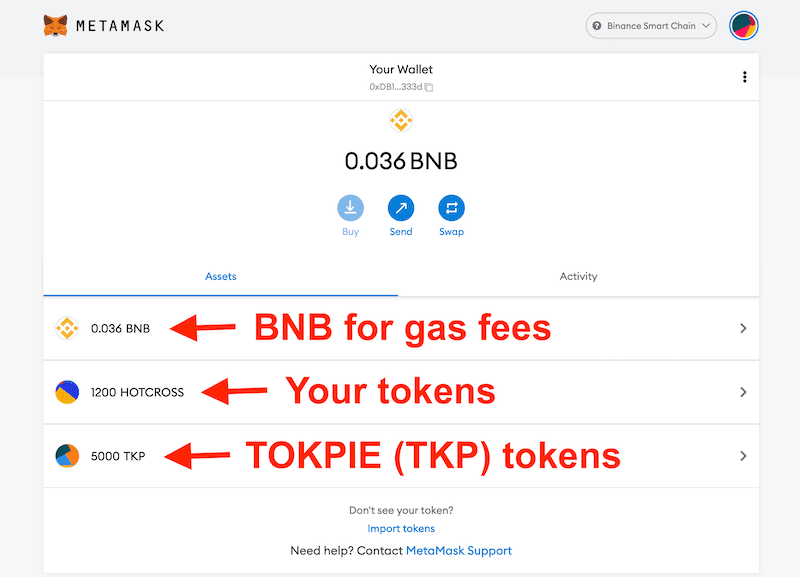 Top up your wallet with tokens