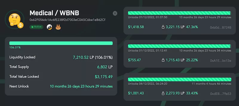 Medical coins' locking tab