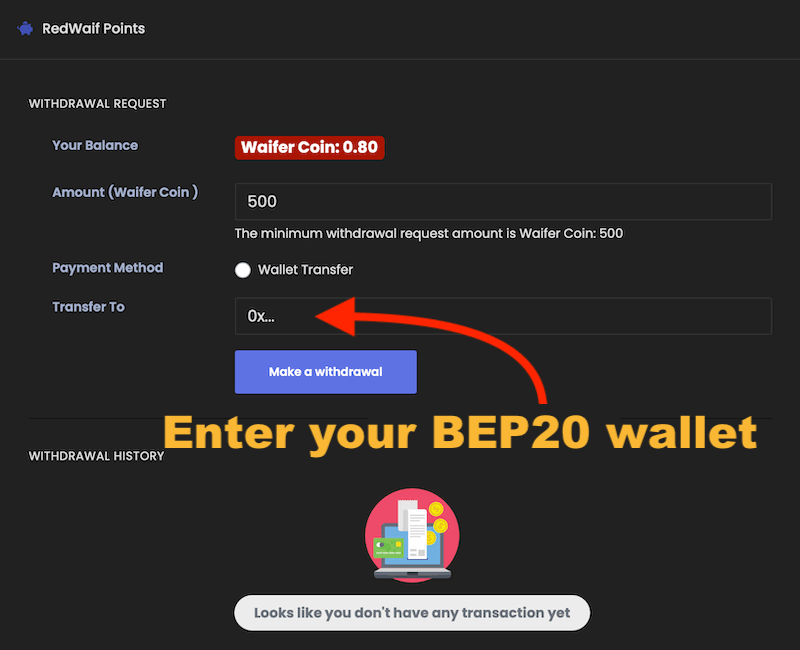 enter BEP20 wallet