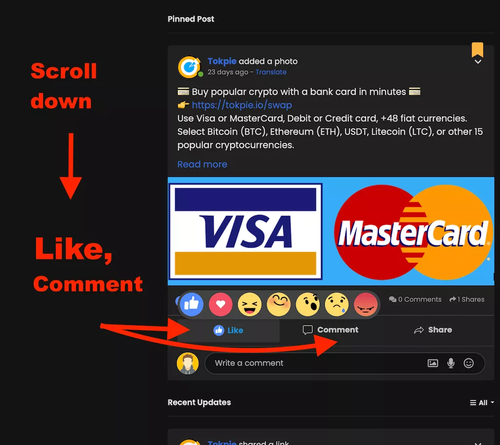 Liking and commenting