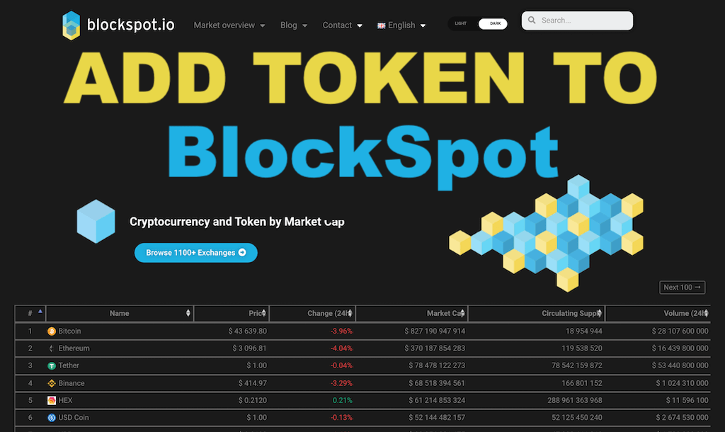 How to add token to Blockspot