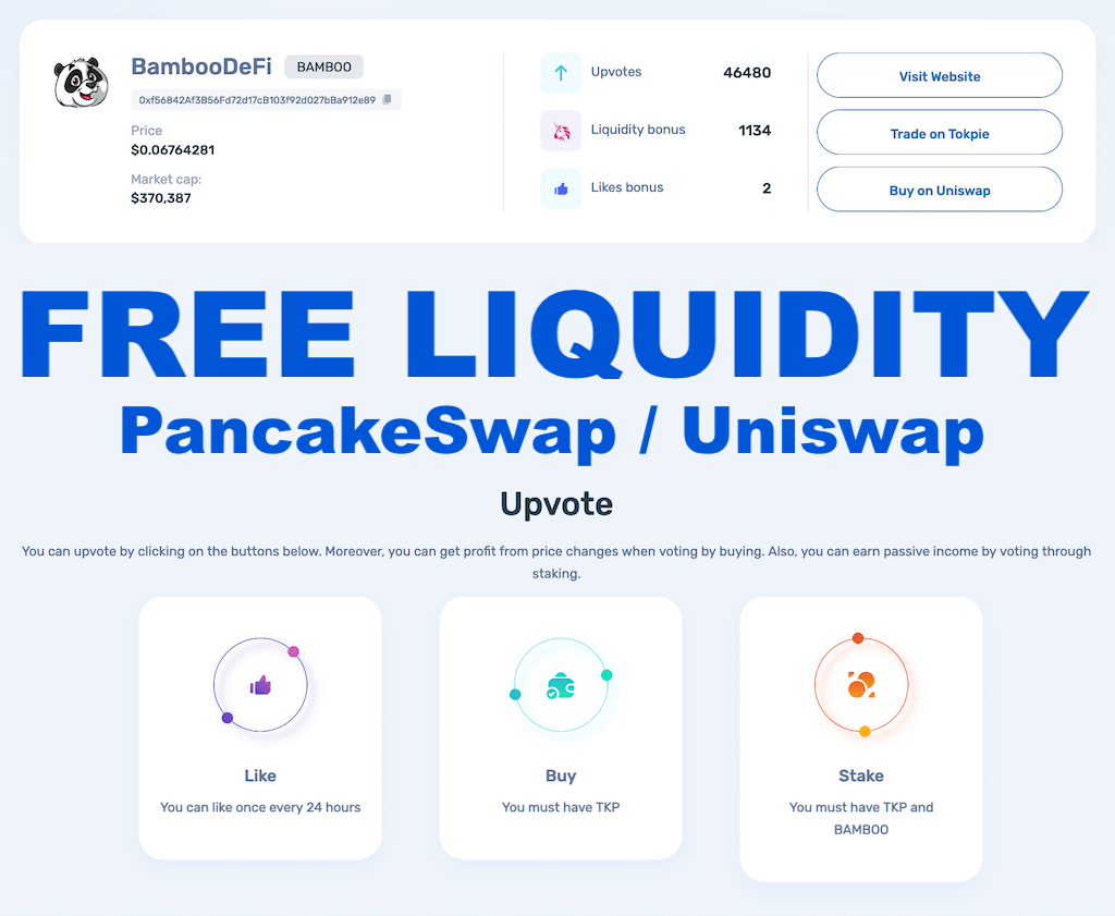 Grow Token Liquidity on PancakeSwap or Uniswap: Popular Altcoins DApp