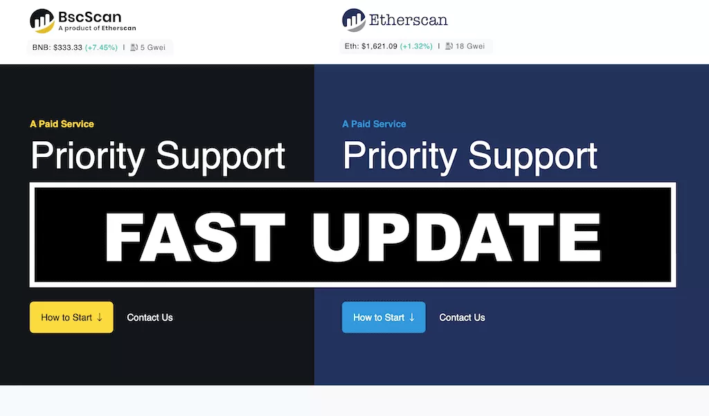 Get Fast Update on BscScan and Etherscan