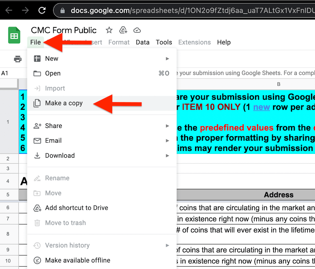 make a copy of spreadsheet