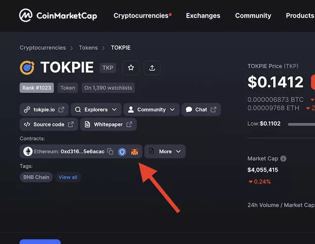 Alternative option to add coin logo to metamask via CMC