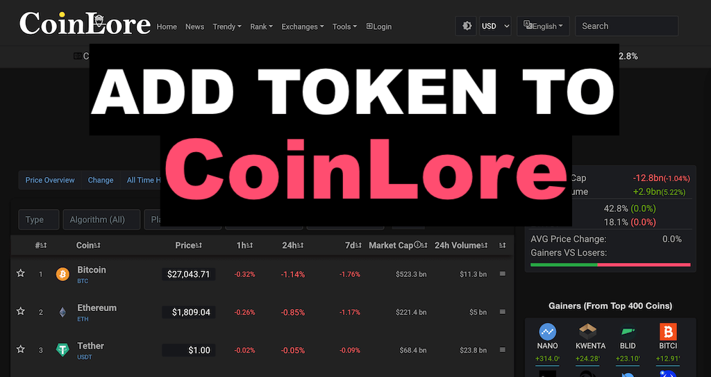 How to Add Token to CoinLore