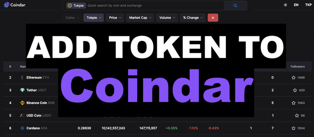 How to Add Token to Coindar: Tracker and Calendar