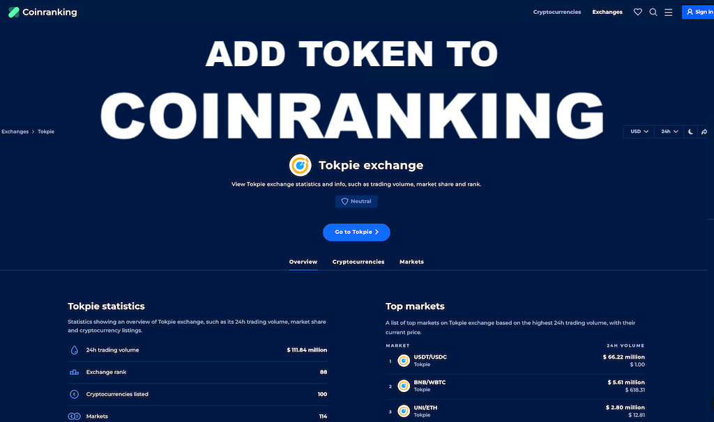 How to add token to Coinranking